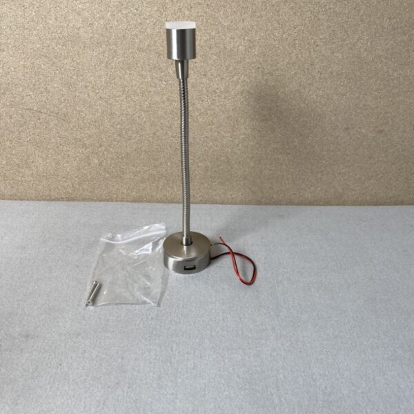 Schwanenhalslampe / Leselampe LED mit USB-Anschluss 18cm Brushed Chrome 12 V