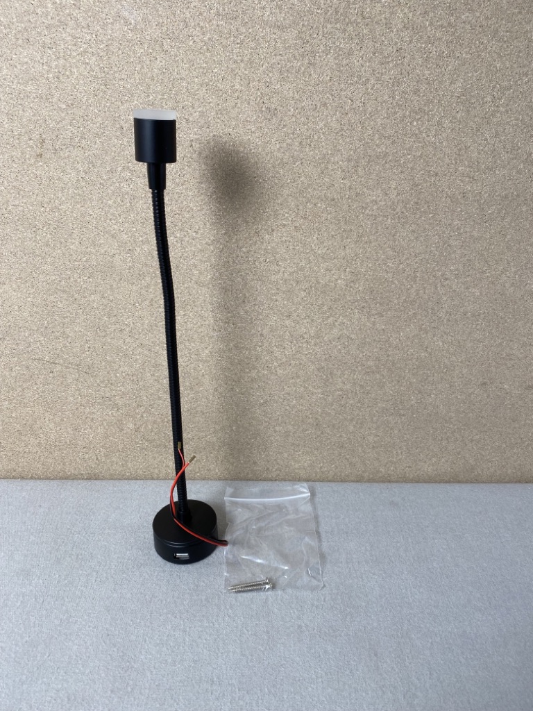 Schwanenhalslampe / Leselampe LED mit USB-Anschluss 28cm Black 12 V