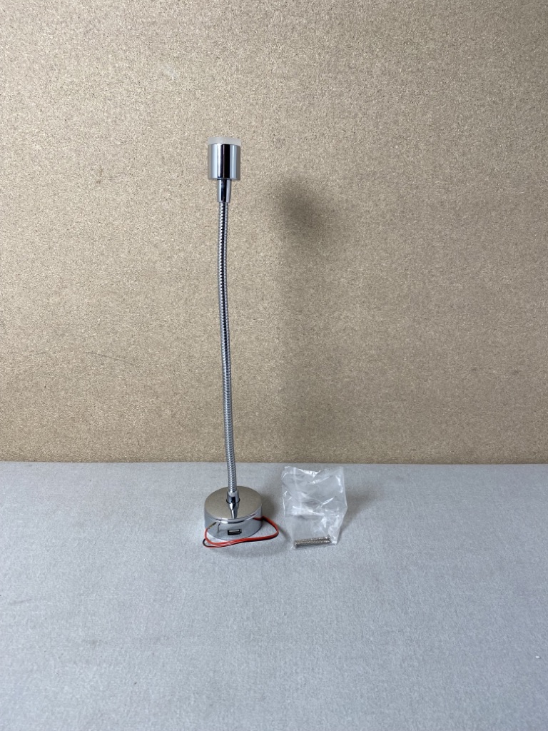 Schwanenhalslampe / Leselampe LED mit USB-Anschluss 28cm Chrome 12