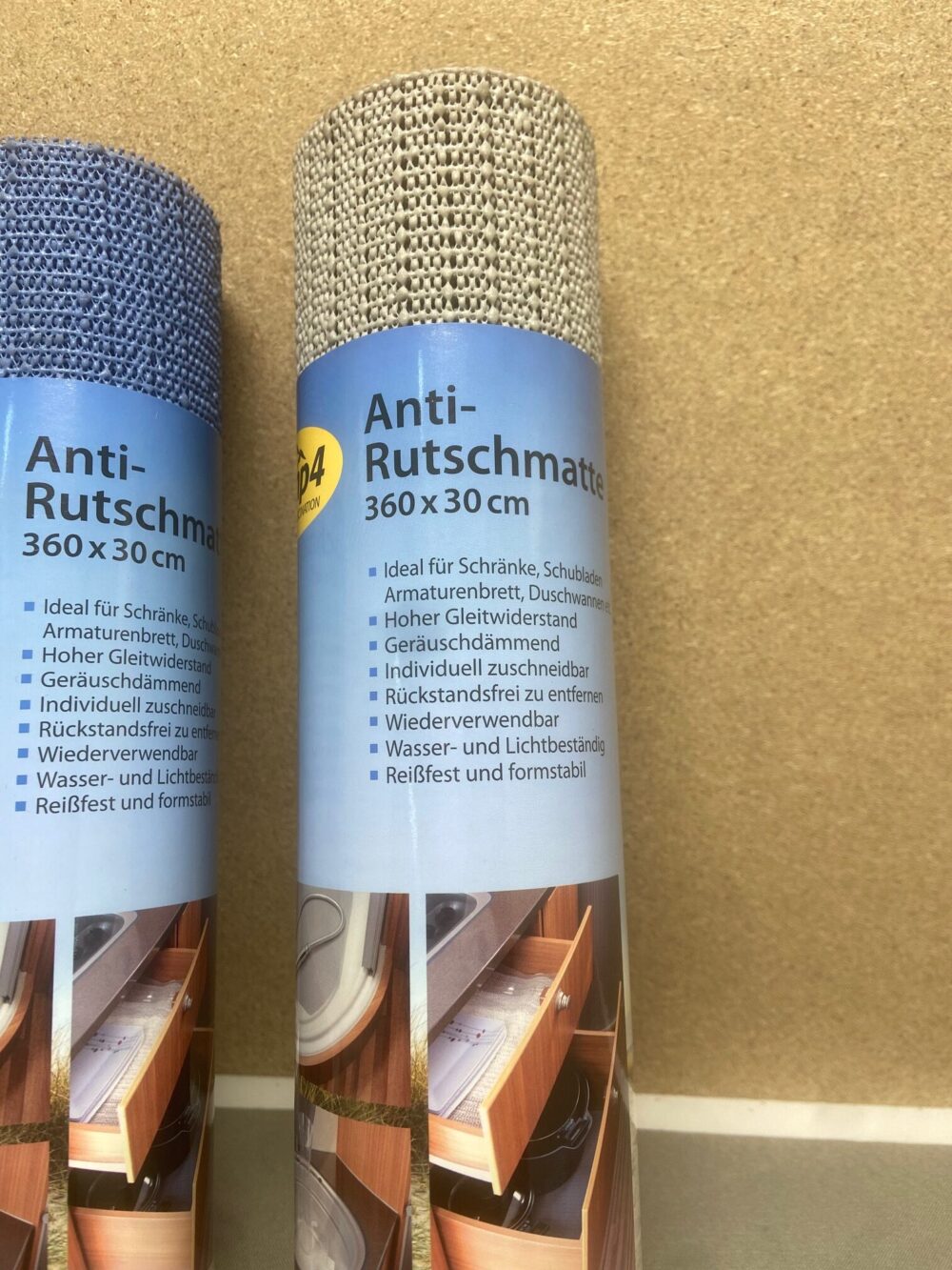 Anti Rutschmatte in grau/blau Camp 4, Doppelpack , 360x30cm