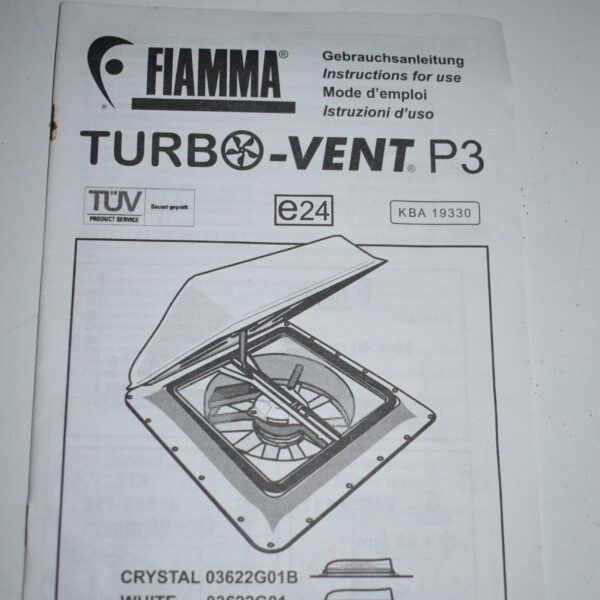 Fiamma Turbo-Vent P3 Dachlüfter Dachhaube crystal neu mit Schalter