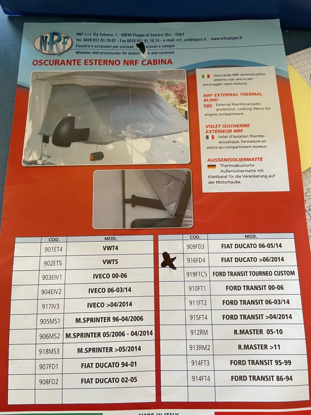 Außenisoliermatte, Fiat Ducato > 06/2014