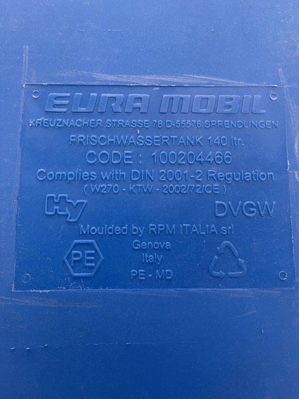 Eura Mobil Frischwassertank 140 Liter