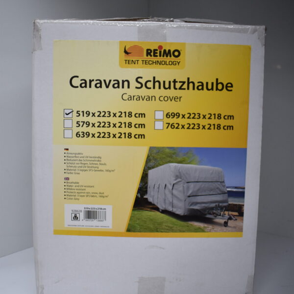 Reimo Caravan Schutzhaube grau mit Schutzhülle und Gurten ca. 519x223x218 cm