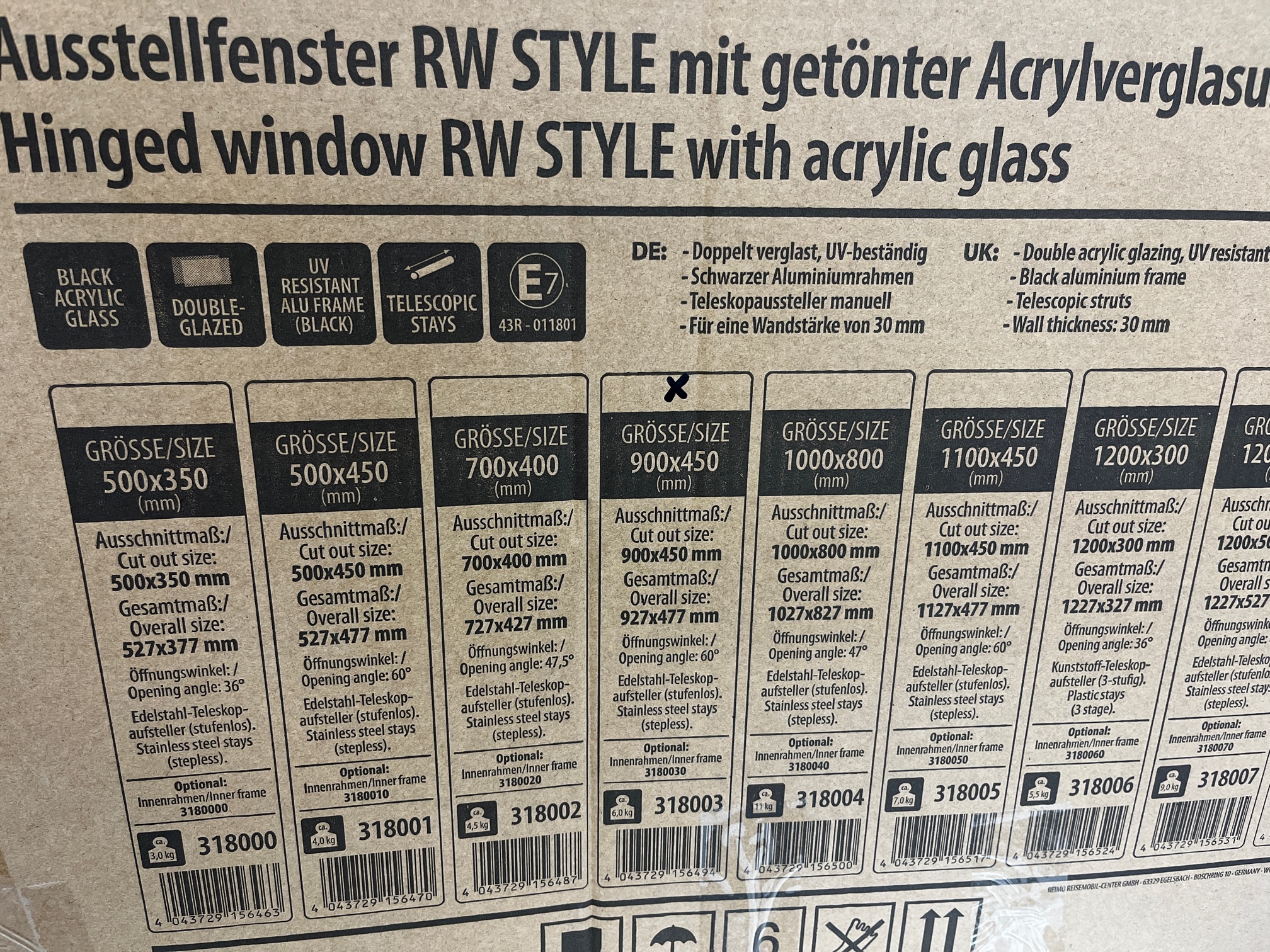 RW Style Ausstellfenster - Acrylverglast