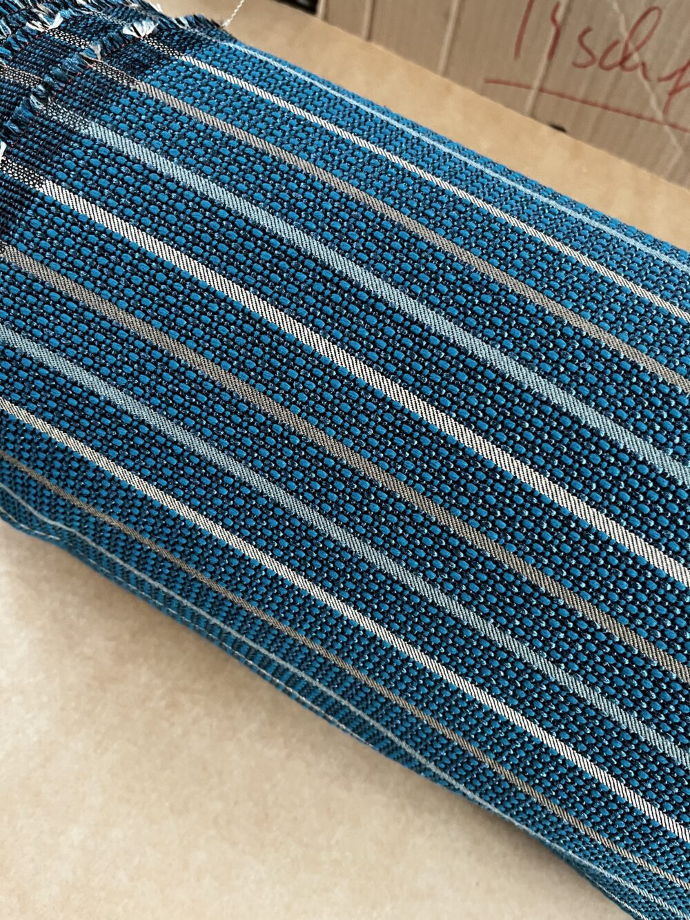 Rohleder Hitex Meterware Polsterstoff Möbelstoff petrol gestreift Breite 140cm 10 Meter