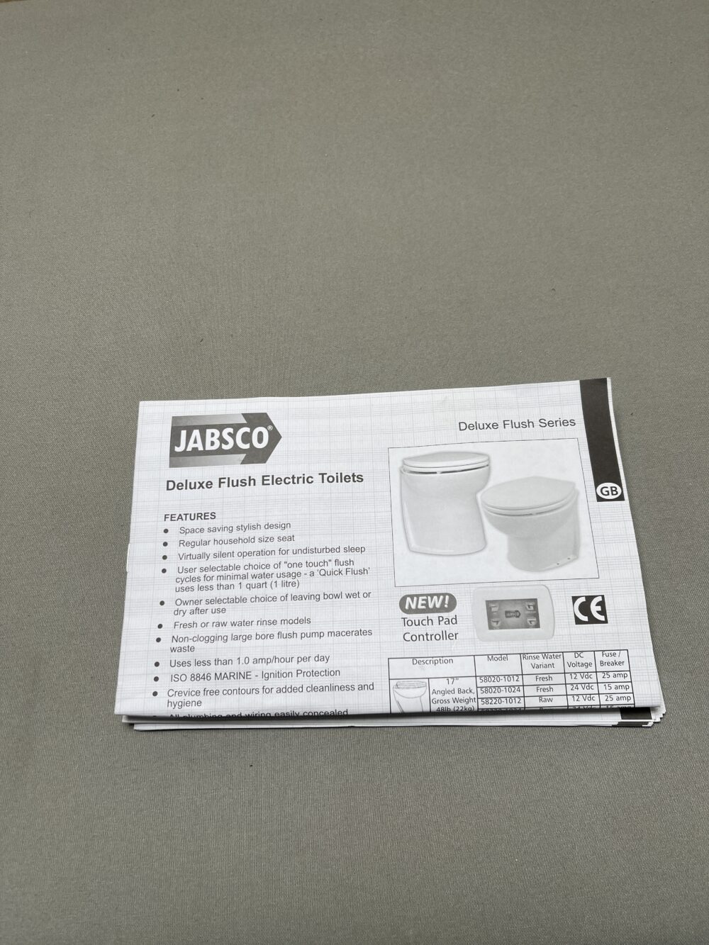 Jabsco Deluxe Flush Electric Toilets Touch Pad Controller 58020 inkl. 2/2 Wege Magnetventil