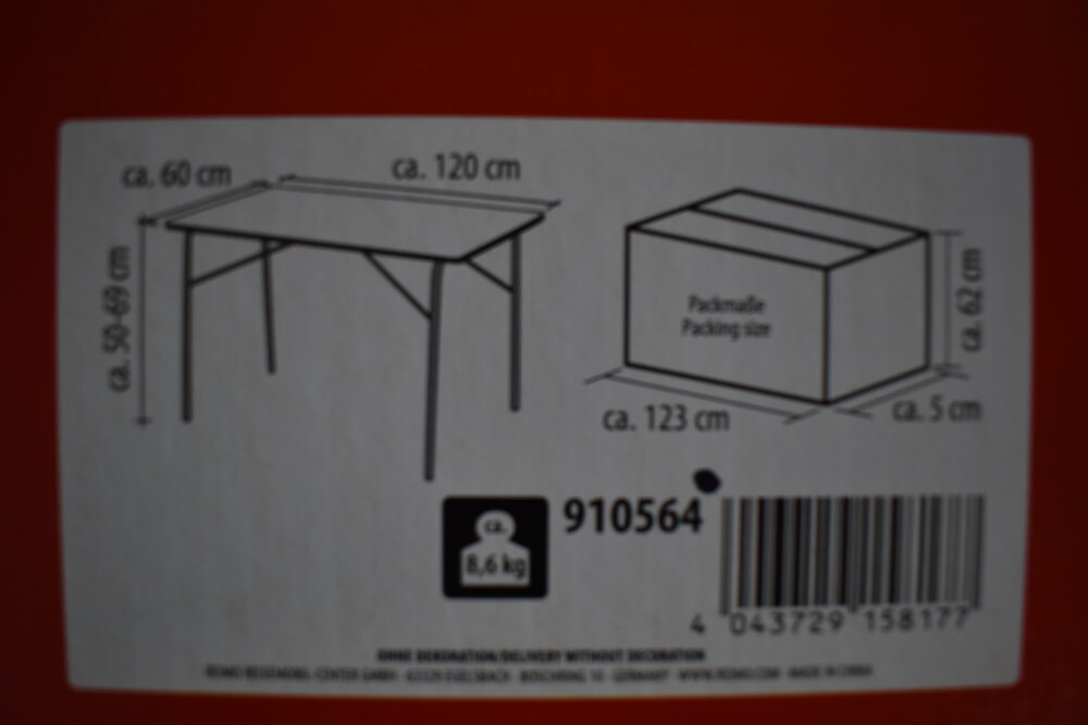 MC Camping Campingtisch 120 x 60 cm