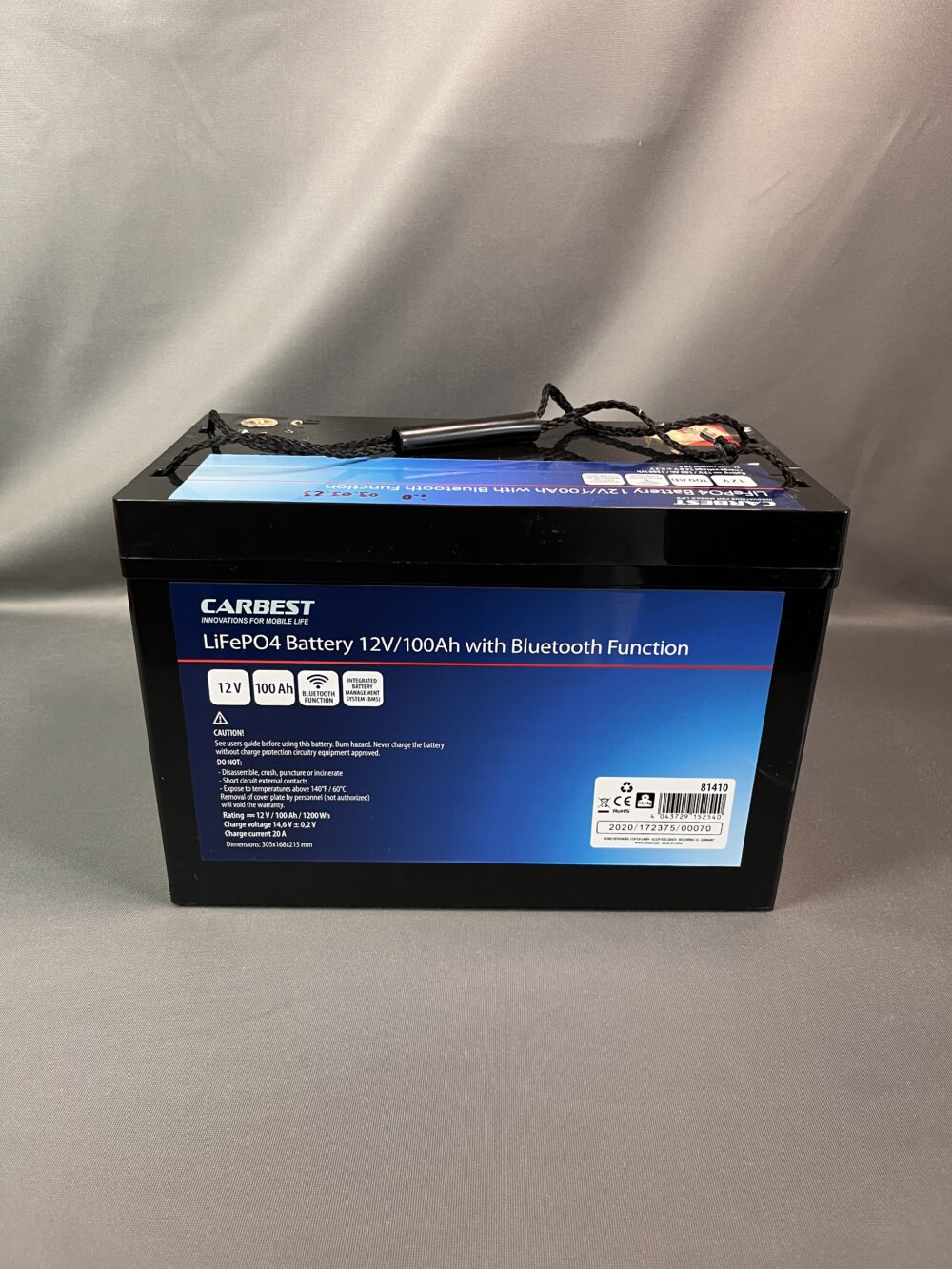 Carbest Batterie 12V/100Ah mit Bluetooth
