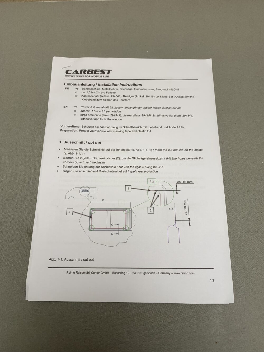 Carbest Seitenscheibe für VW T5/T6 1138x585mm