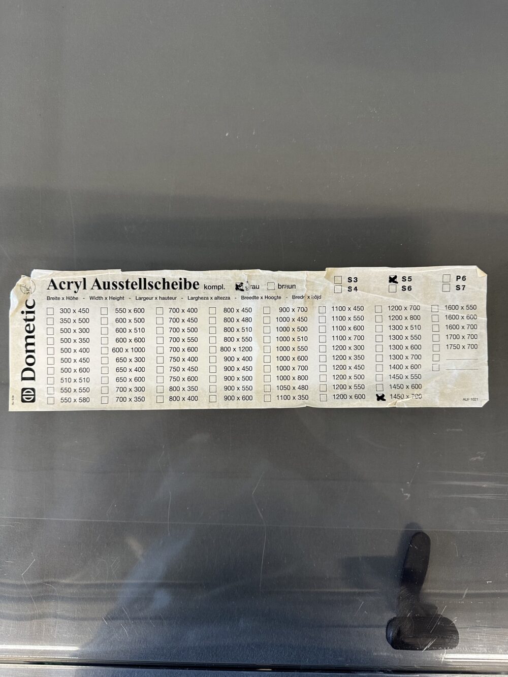 Ersatzscheibe für Dometic S4/S5 Fenster 1450x700mm Neu