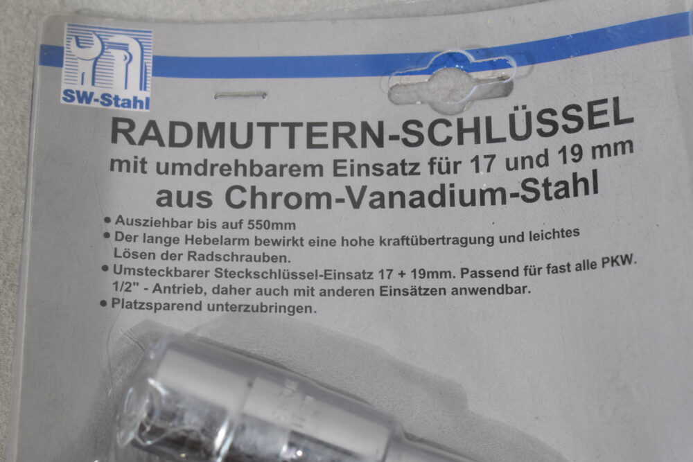 Radmutterschlüssel für 17 und 19mm Nuss