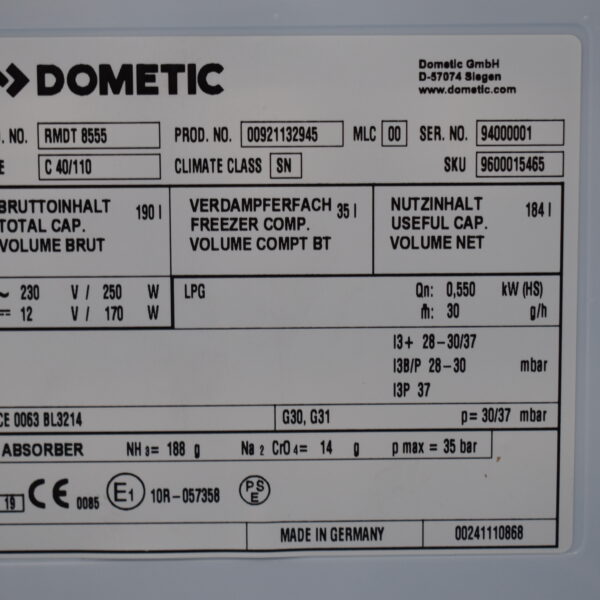 Dometic RMDT 8555 Kühl-Gefrierkombi inkl. Backofen