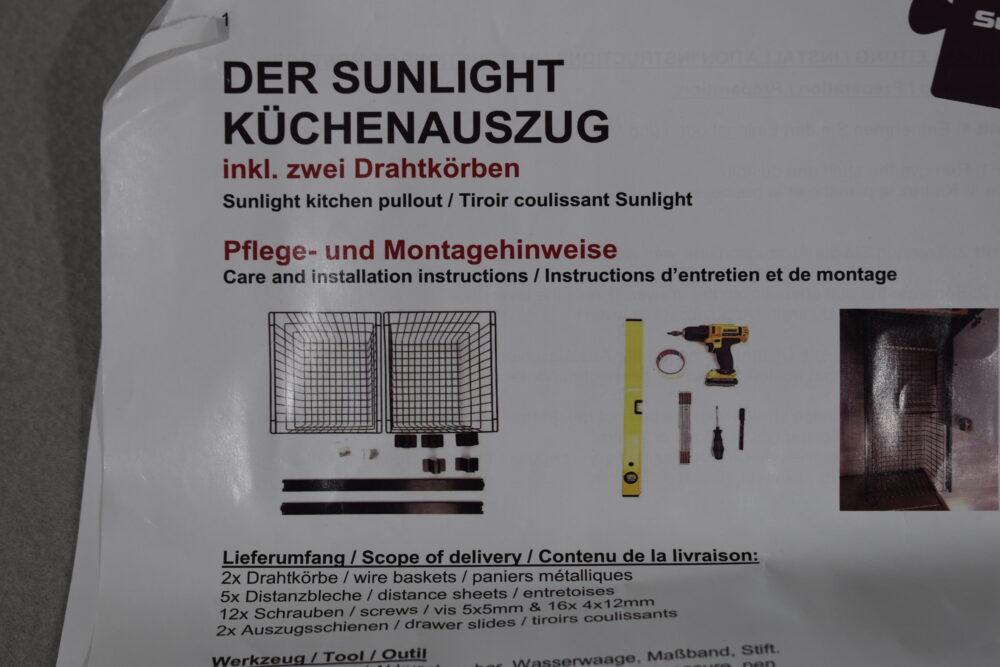 Sunlight Küchenauszug inklusive zwei Drahtkörbe