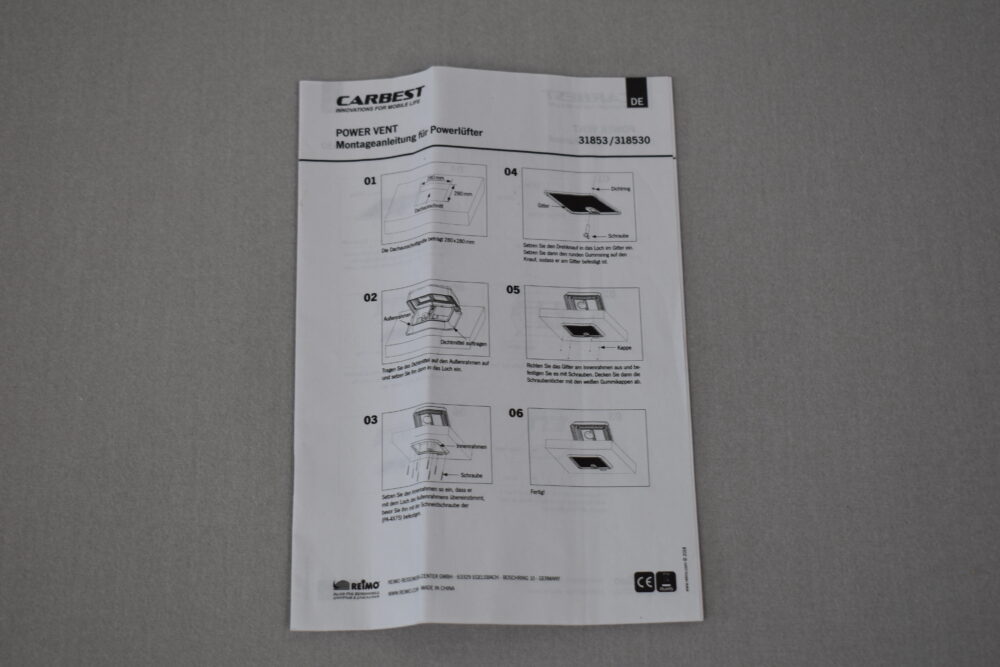 Carbest Power Ventilator; 12 V; weiß