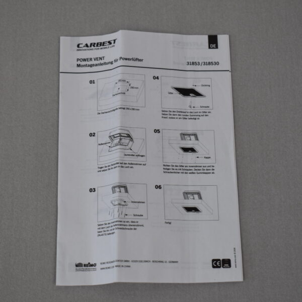 Carbest Power Ventilator; 12 V; weiß