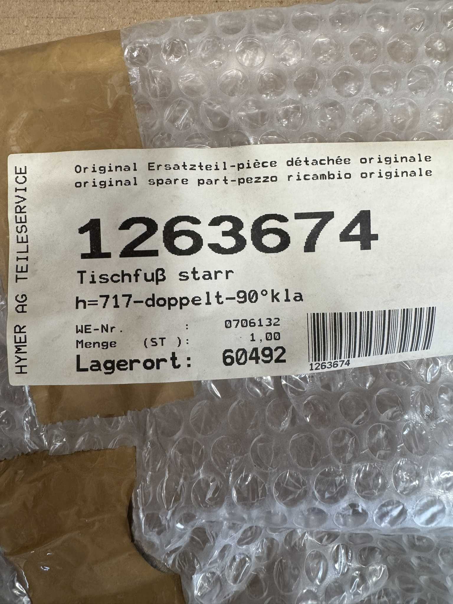 Hymer Tischfuß klappbar 90° doppelt 717mm – Bild 3