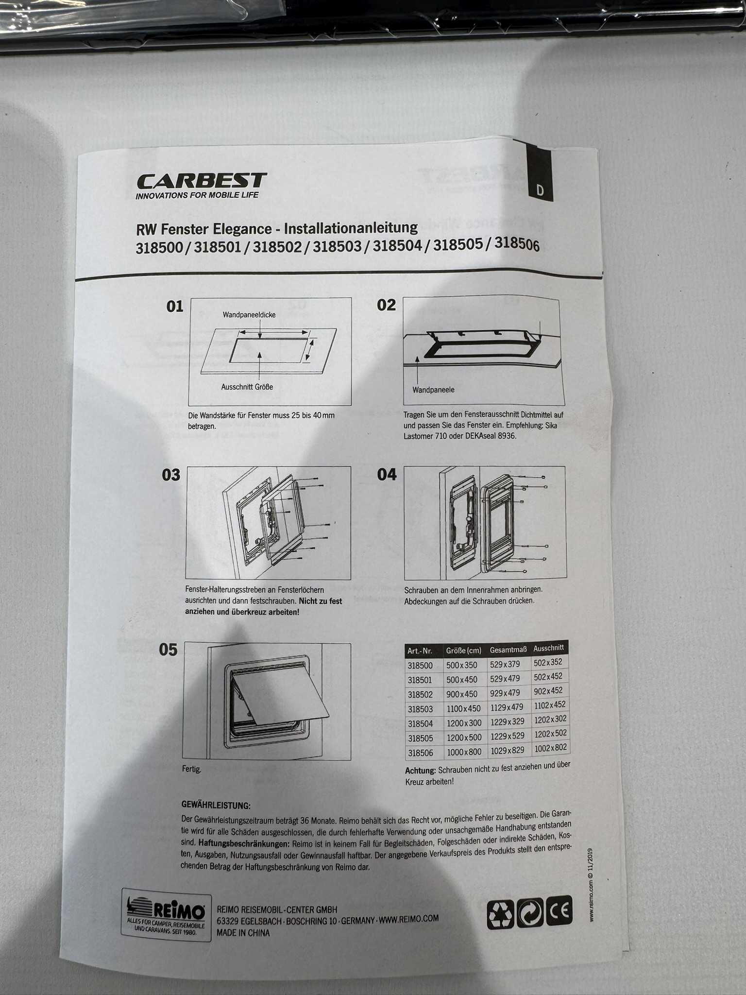 Carbest 318505 Ausstellfenster 1200x500mm schwarz – Bild 12