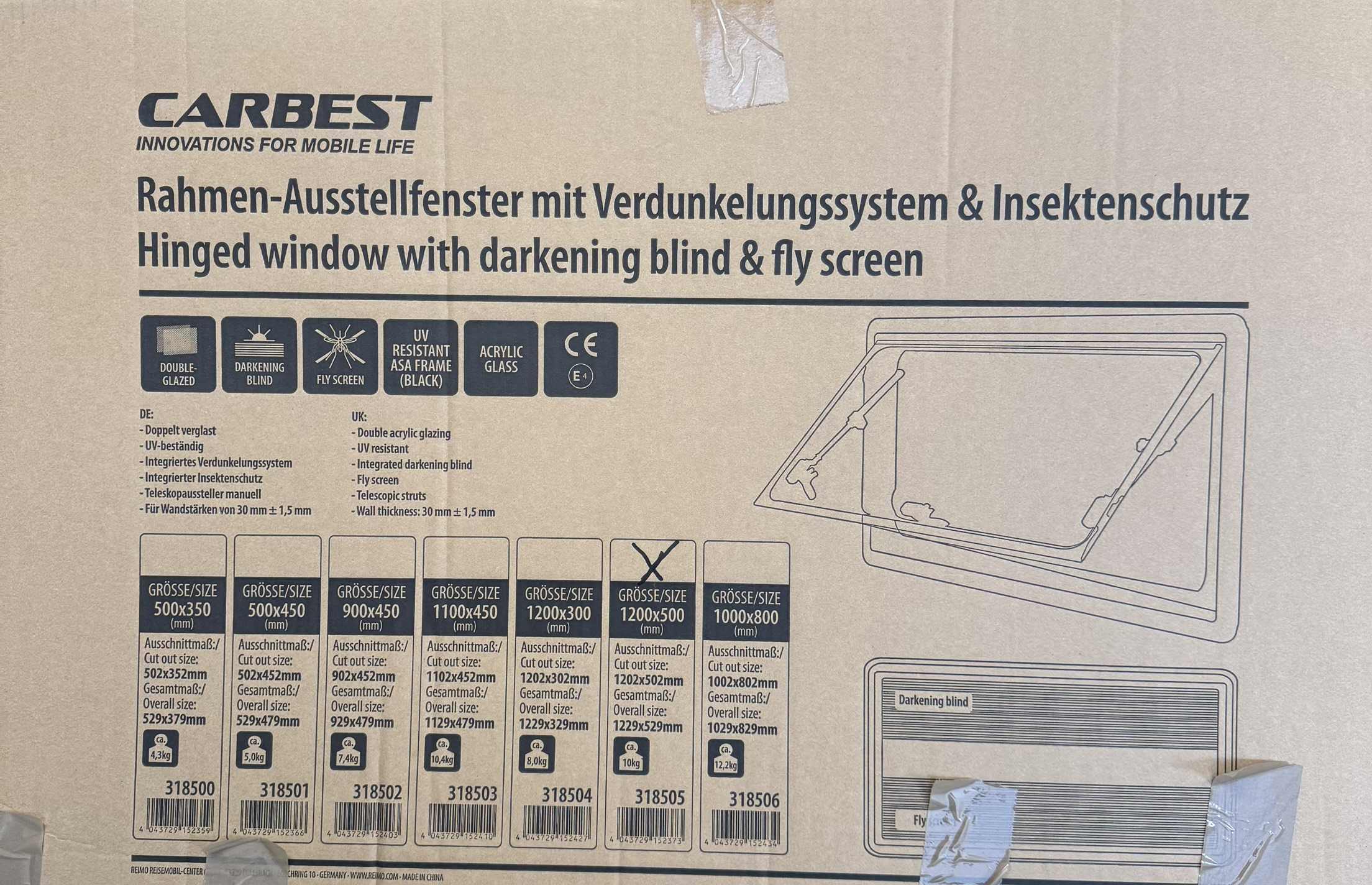 Carbest 318505 Ausstellfenster 1200x500mm schwarz – Bild 2