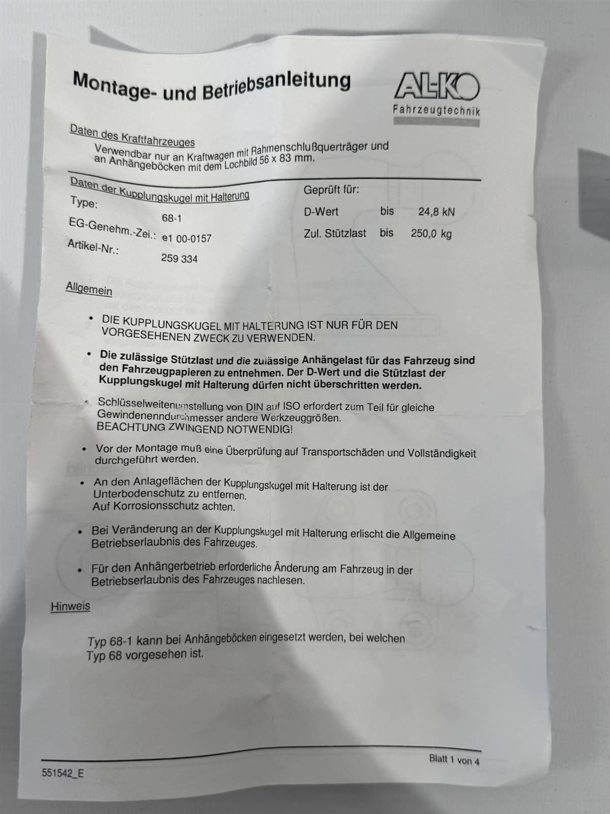 AL-KO Kupplungskugel mit Halterung A50-X – Bild 3