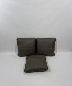 Eura Mobil Echtleder Kissen graubraun 45x45cm 3er Set